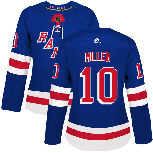 Adidas Rangers #10 J.T. Miller Royal Blue Home Authentic Women's Stitched NHL Jersey
